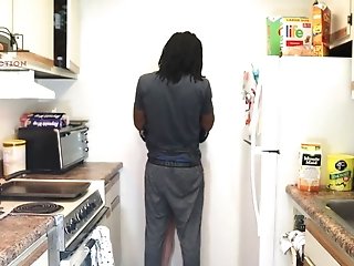 Curly Honey In Socks Got Quickie Kitchen Fuck From Behind With Big Black Cock