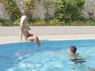Amazing Blonde Gf Chloe Lacourt Gets Fucked In The Pool
