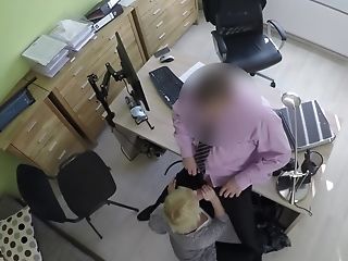 Loan Shark Blackmails Comely Blonde Into Quick Fuck-a-thon In Office