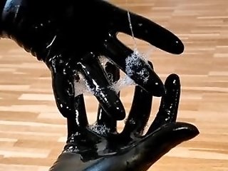 Slobber Have Fun With Spandex Gloves - Drooling On Rubber