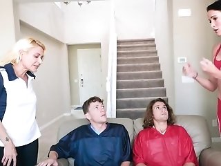 Boys Are Shocked By Desire Of Each Other's Stepmom To Get Fucked