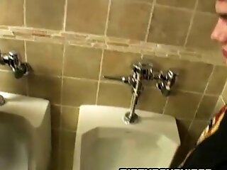 Youthful Lad Pissing Before Restroom Onanism